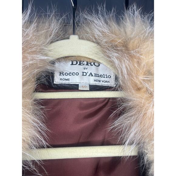 Dero by Rocco D'Amelio Oversized Leather Coat with Fur Collar Women's Size S - Picture 6 of 6